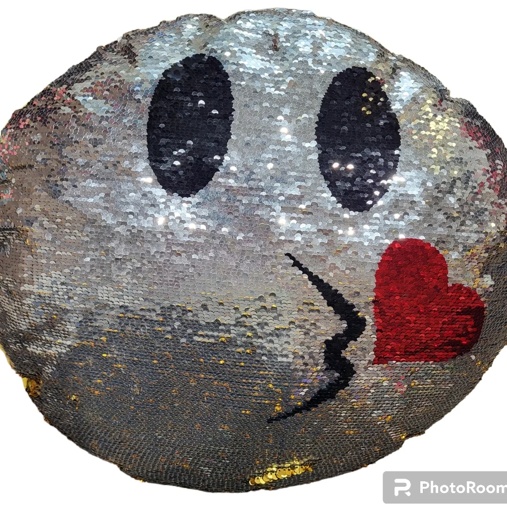 Emoji Kissy Face Gold/Silver flip sequin pillow